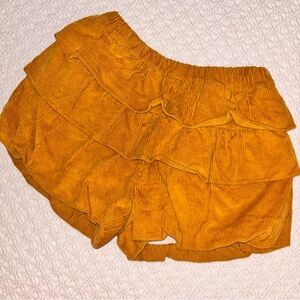 Hannah Kate 8 Harvest Yellow Corduroy  Ruffle Shorts